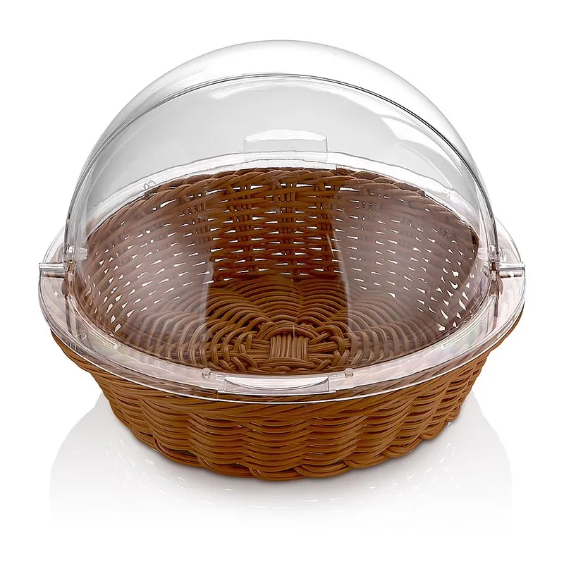 Biradlı GRV-78 Sepetli Yuvarlak Polikarbon Rolltop Teşhir Standı, 41x30 cm