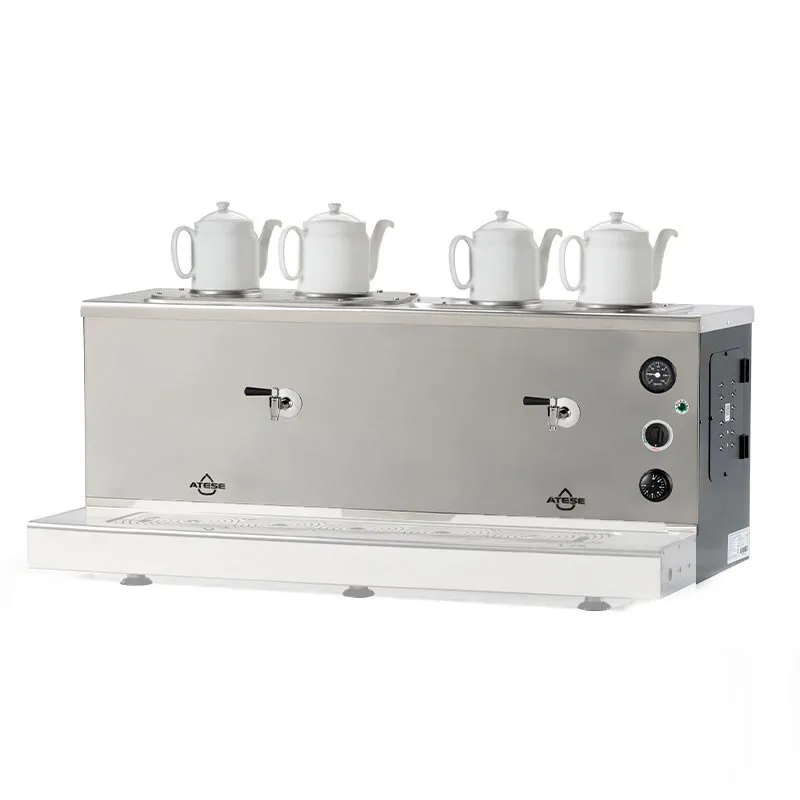 Ateşe Sümela Analog 4 Demlikli Çay Kazanı, Gaz+Elektrikli, Inox