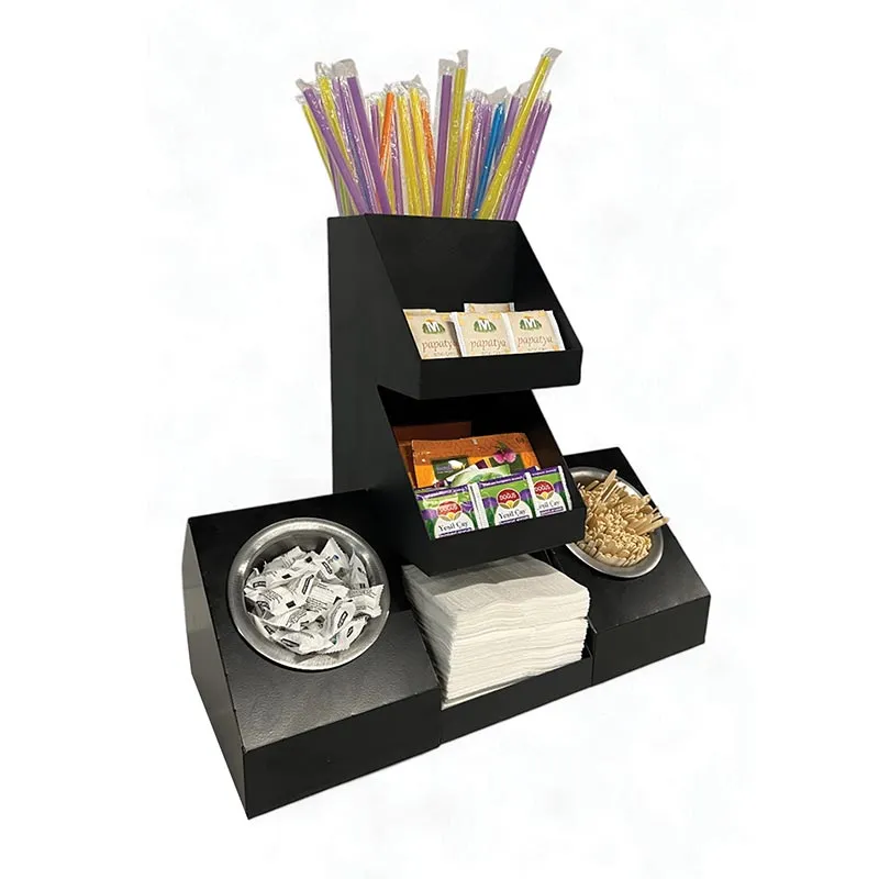 Decorelax 7 Bölmeli Pipet Çay Şeker Karıştırıcı Peçete Standı, Siyah