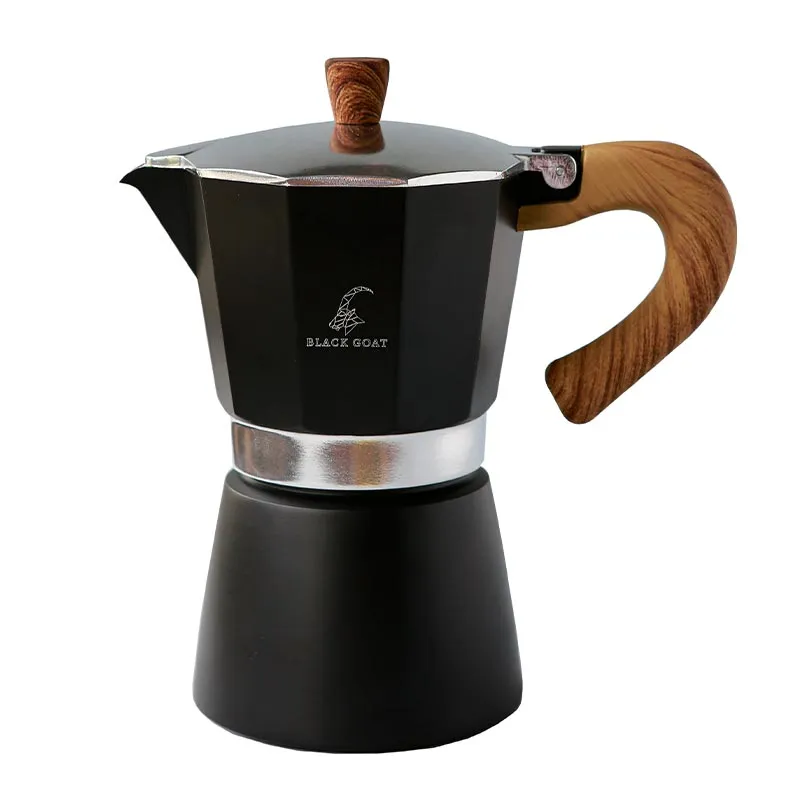 Black Goat Moka Pot, 6 Cup, Siyah