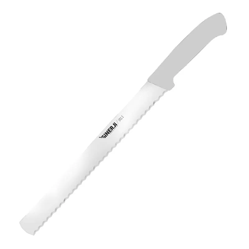 Sinerji Silver Plastik Saplı Dişli Ekmek Bıçağı, 30 cm, Beyaz