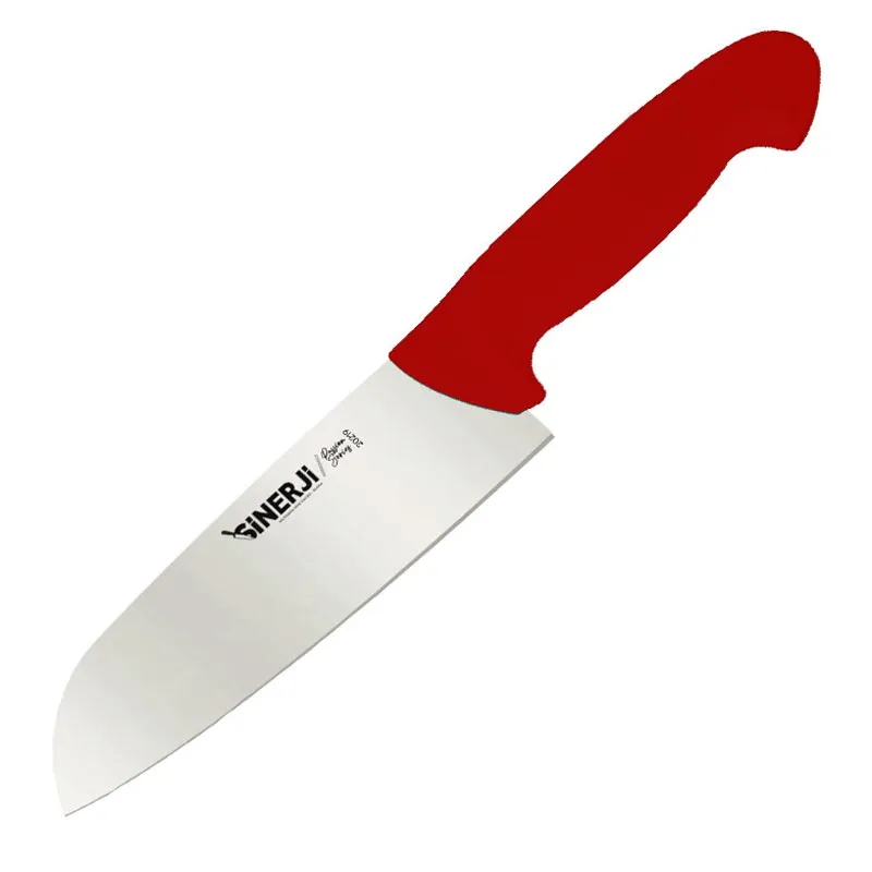 Sinerji Passion Plastik Saplı Santoku Şef Bıçağı, 18 cm, Kırmızı