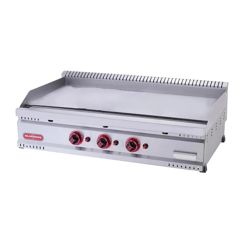 SilverInox PG-80-D 600 Seri Düz Pleyt Izgara, 80x60x35 cm, LPG