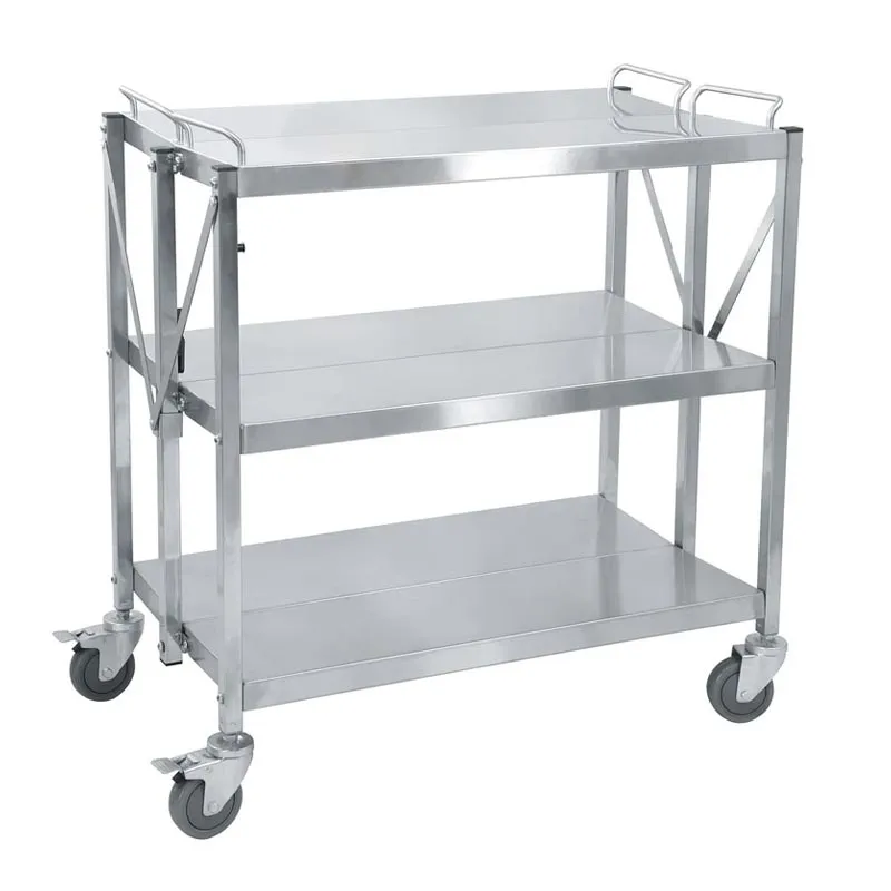 Smart Chef 102102 Paslanmaz Çelik 3 Katlı Katlanır Servis Arabası, 88.5x50.1x96 cm