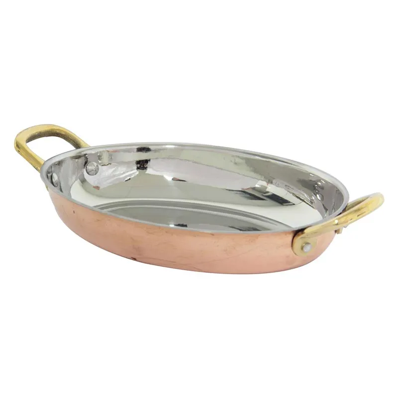 Gurmeaid İçi Paslanmaz Oval Yumurta Sahanı, 16 cm, Bakır