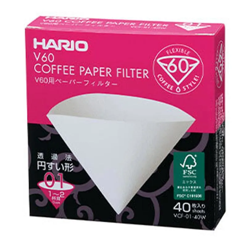 Hario VCF-01-40W V60 01 Dripper Filtresi, 40 Adet