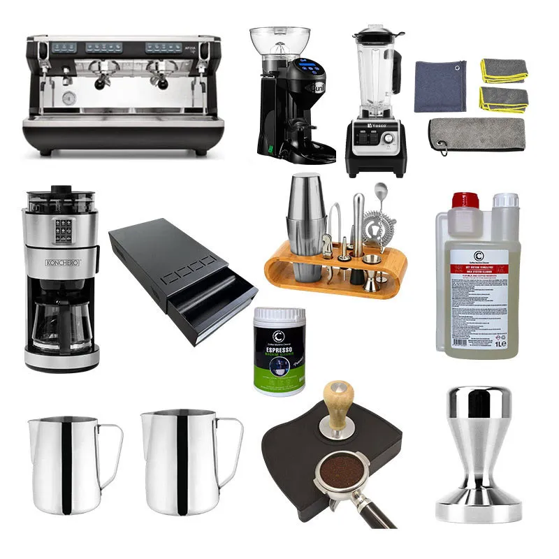 Nuova Simonelli Appia Life 2 Gruplu Espresso Kahve Makinesi, 13 Parça Kafe Seti, Siyah