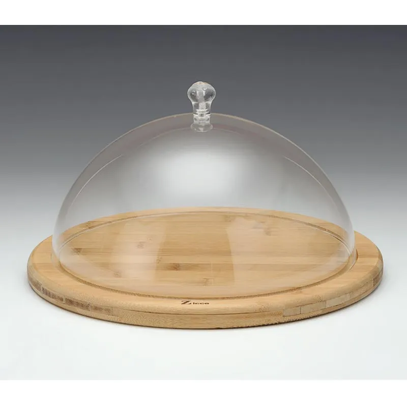 Zicco ZCP-688 Yuvarlak Fanus, Akrilik Kapaklı, Ahşap Altlı, 30 cm