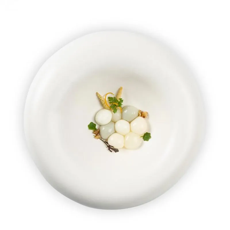 100% Chef Dune Porselen Sunum Tabağı, Mat, 27x7 cm, Beyaz