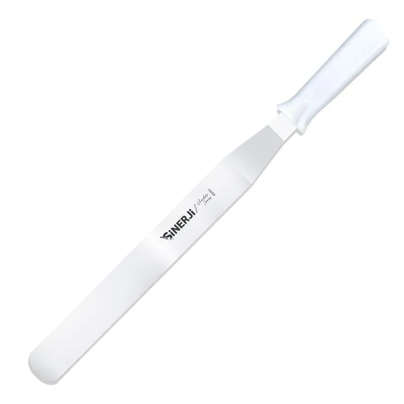 Sinerji Chocolate Plastik Saplı Kıvrık Pasta Paleti, 20 cm, Beyaz