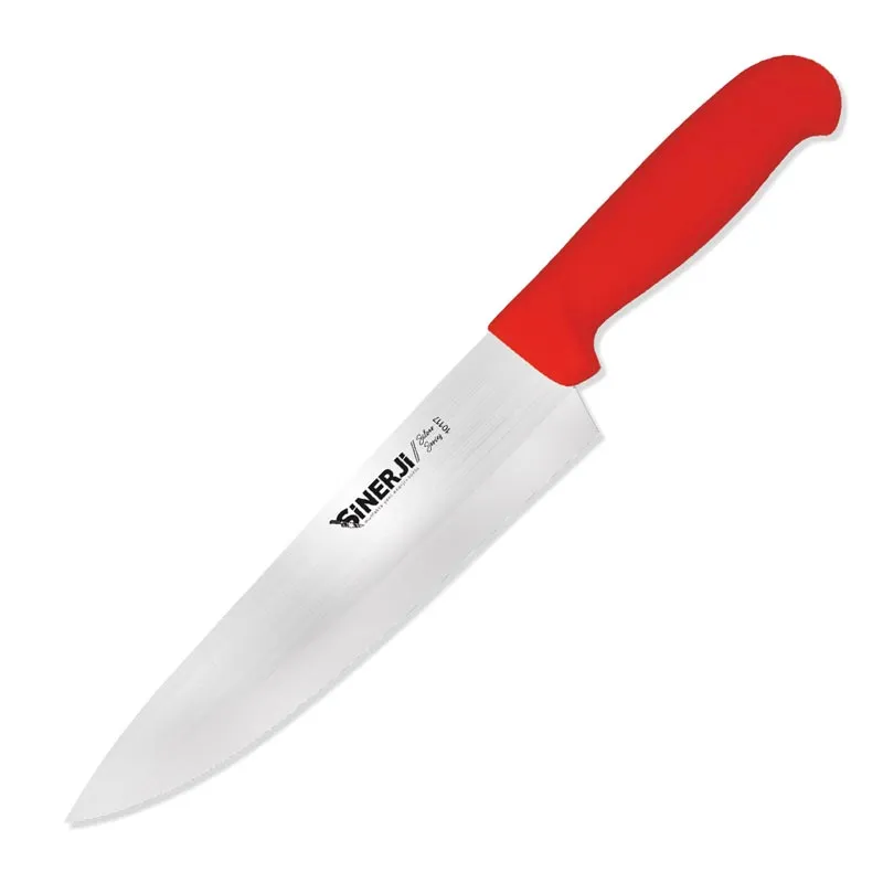 Sinerji Silver No 3 Plastik Saplı Şef Bıçağı, 22.5 cm, Kırmızı