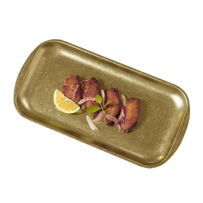 Biradlı Groovy GRV-R241005 Açık Büfe Retro Sunum Tabağı, 37x20x1.5 cm, Altın