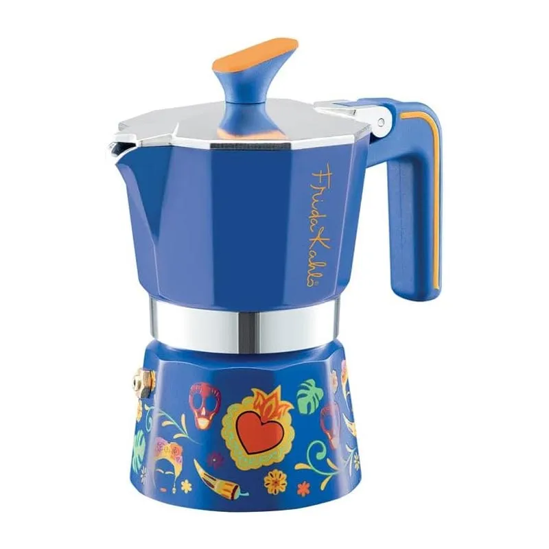 Pedrini Frida Kahlo Moka Pot, 3 Cup, Mavi