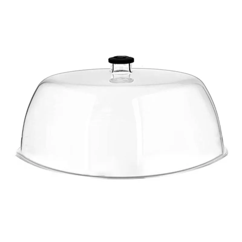 GastroPlast Polikarbonat Yuvarlak Fanus, 35 cm, Siyah Kulplu