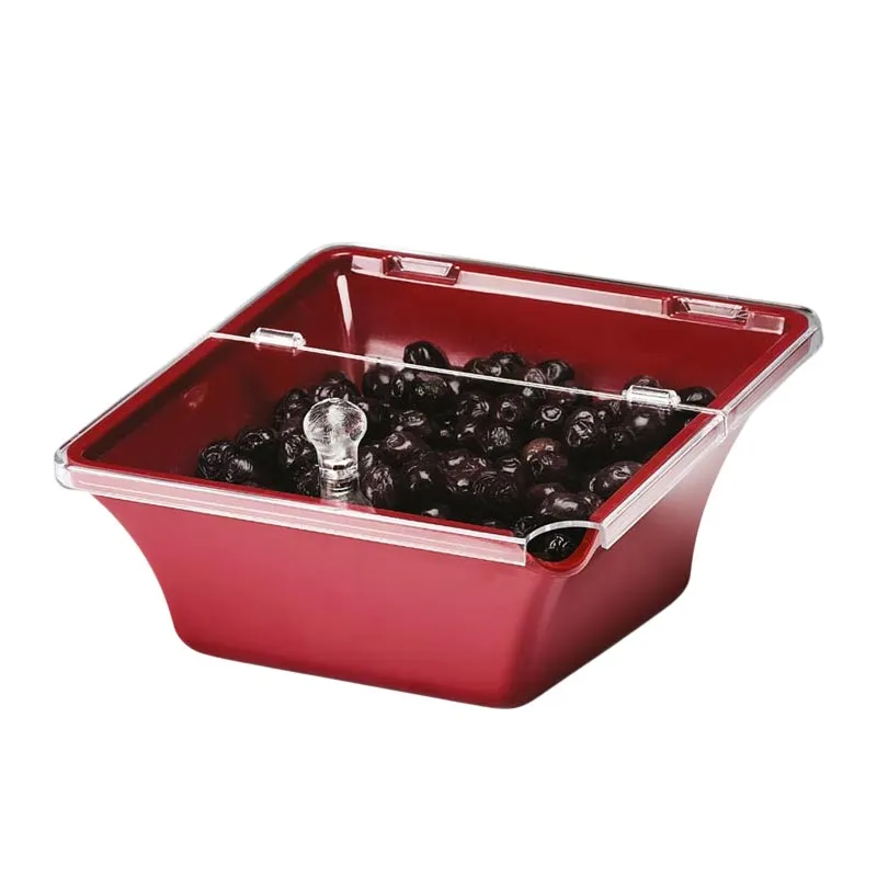 Zicco K-2300 Kapaklı Melamin Teşhir Kasesi, 22x22x8-11 cm, Beyaz