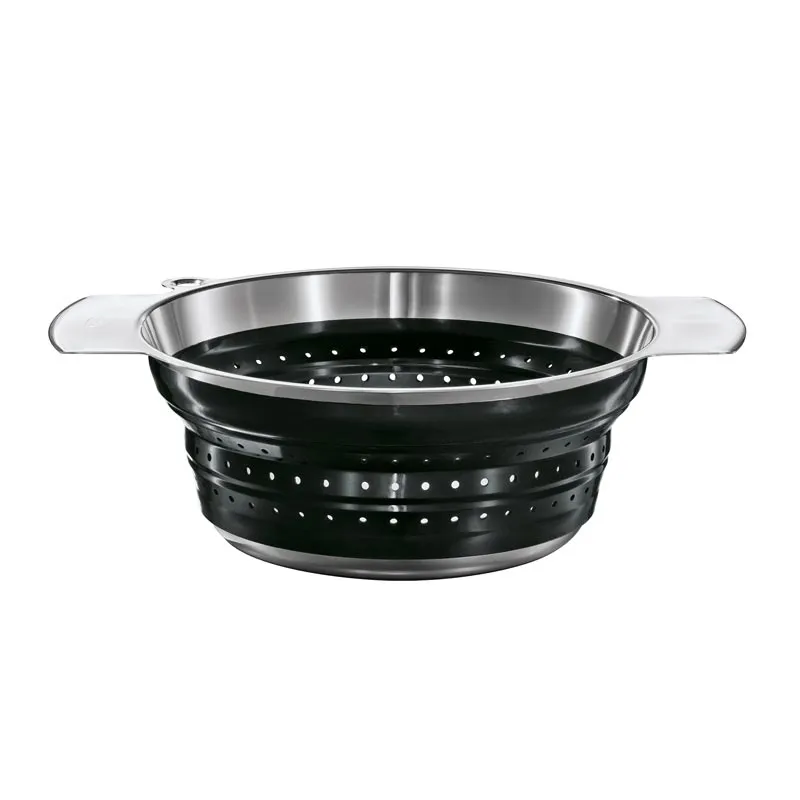 Rösle 16124 Katlanabilir Silikon Süzgeç, 24 cm, Siyah