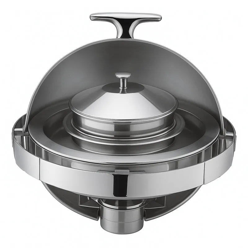 Biradlı Groovy GRV-3012 Roll Top Çorbalık Üst Chafing Dish, Jel Yakıtlı