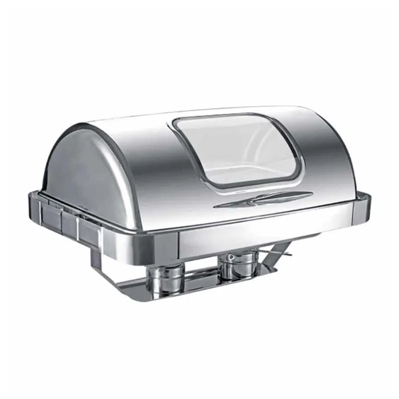Epinox CDG-9C Roll Top Gömme Camlı Chafing Dish, 9 L, Jel Yakıt + Elektrikli