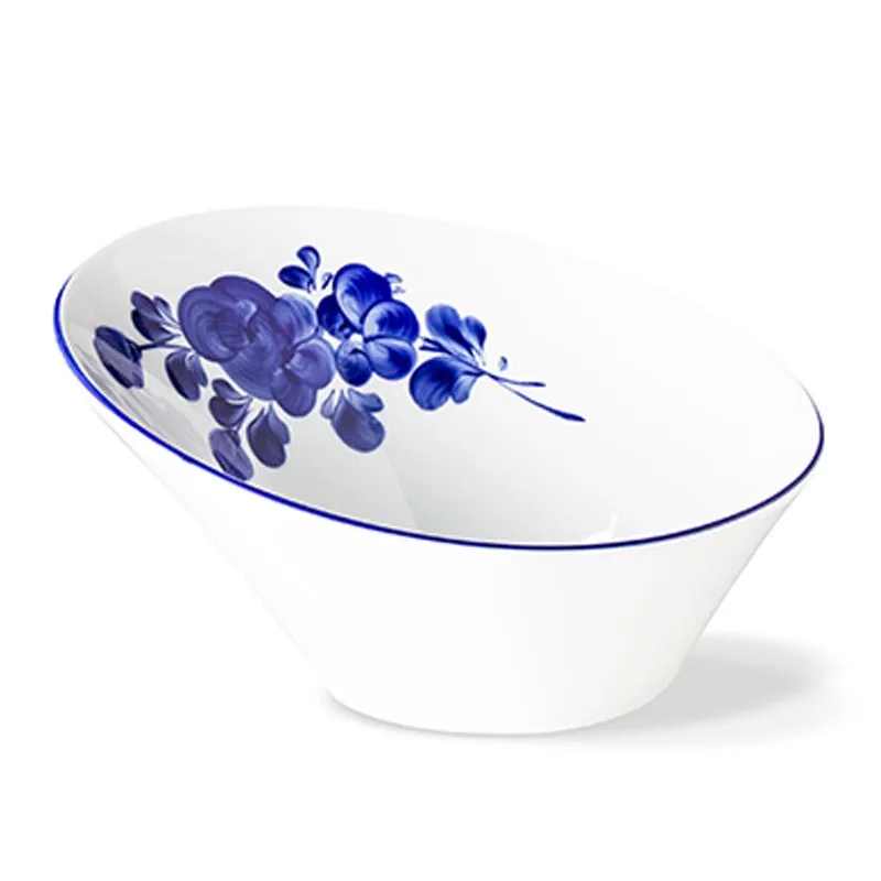 Lilien Indigo Flora Desenli Eğimli Kase, 21 cm, Mavi