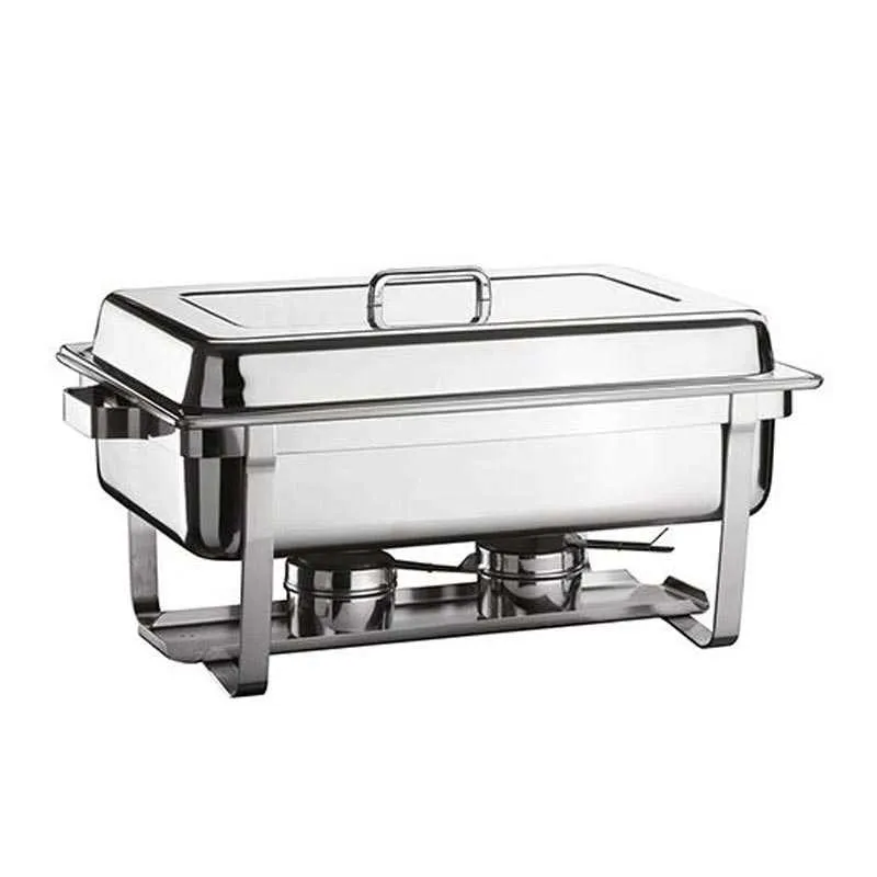 Öztiryakiler Düz Kapaklı Geçme Ayaklı Chafing Dish, GN 1/1, Jel Yakıt + Elektrikli
