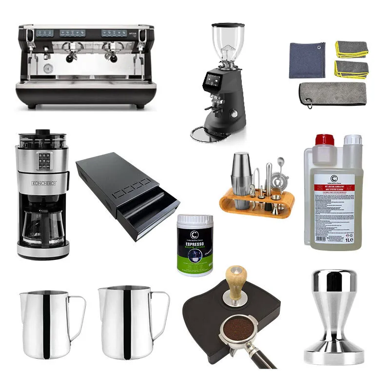 Nuova Simonelli Appia Life 2 Gruplu Espresso Kahve Makinesi + Fiorenzato F64E Kahve Değirmeni, 12 Parça Kafe Seti, Siyah