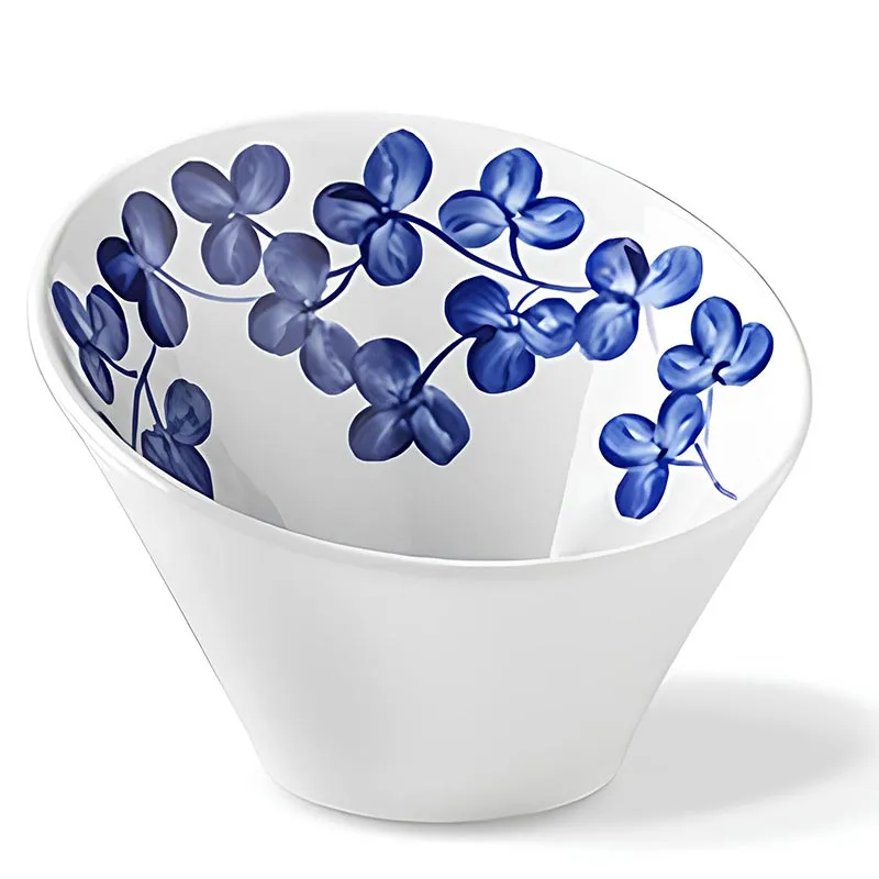Lilien Indigo Yonca Desenli Eğimli Kase, 14 cm, Mavi