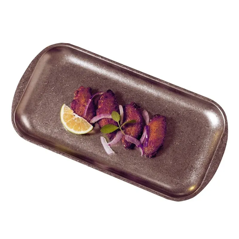 Biradlı Groovy GRV-R241005 Açık Büfe Retro Sunum Tabağı, 37x20x1.5 cm, Bakır