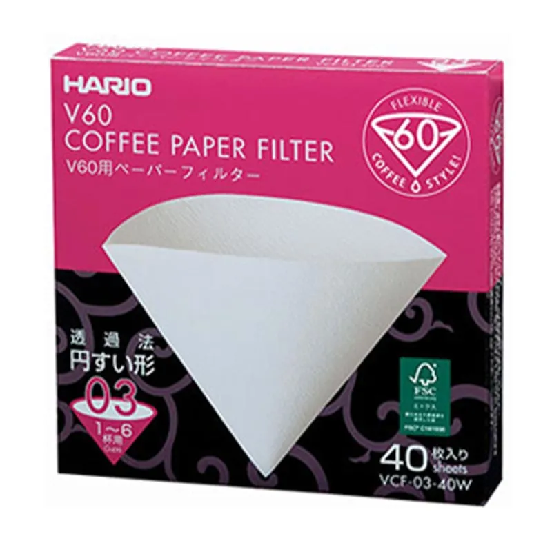 Hario VCF-03-40W V60 03 Dripper Filtresi, 40 Adet