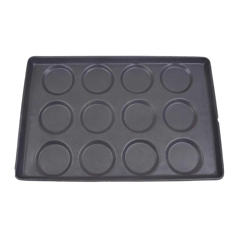 Almetal Kaplamalı Alüminyum Hamburger Ekmeği Tavası, 12 Gözlü, 115 mm, 53x65 cm