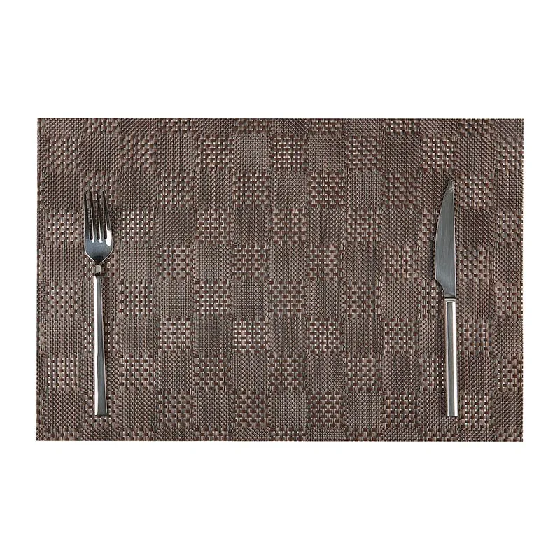 Biradlı BRD-877 Kare Desenli PVC Amerikan Servis, 30x45 cm, Kahverengi
