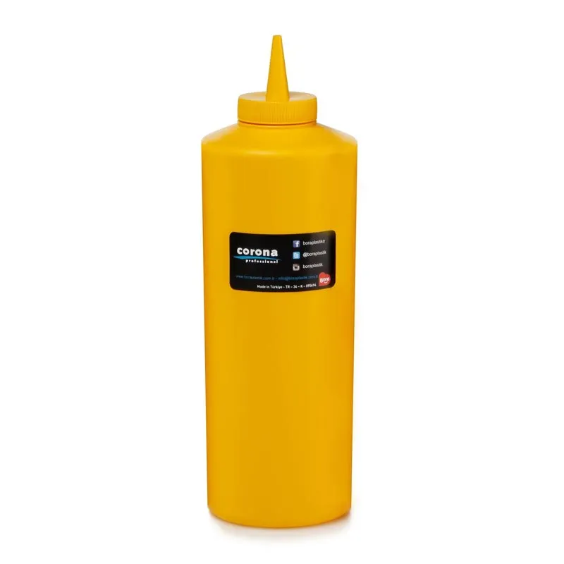 Bora Plastik Kapaklı Hardal Şişesi, 950 ml, Sarı
