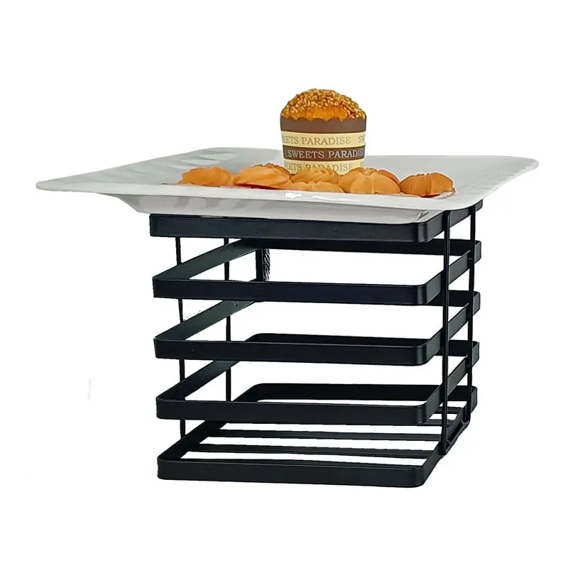 Biradlı Groovy GRV-K20-03 Kare Metal Tabak Yükseltici, 20x20x20 cm, Siyah