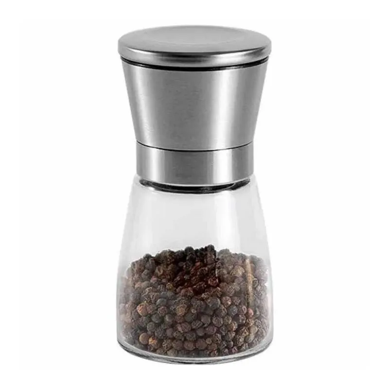 Epinox CSM-130 Çelik Kapak Tuz Biber Değirmeni, Cam Hazne, 13 cm
