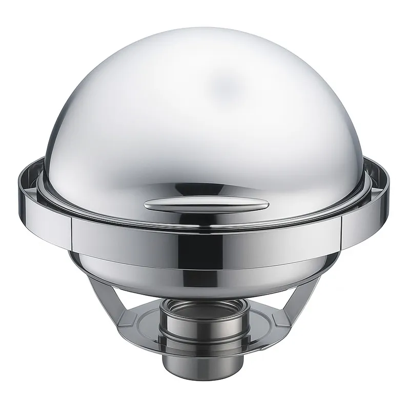 Biradlı Groovy GRV-3011 Roll Top Yuvarlak Üst Chafing Dish, Jel Yakıtlı
