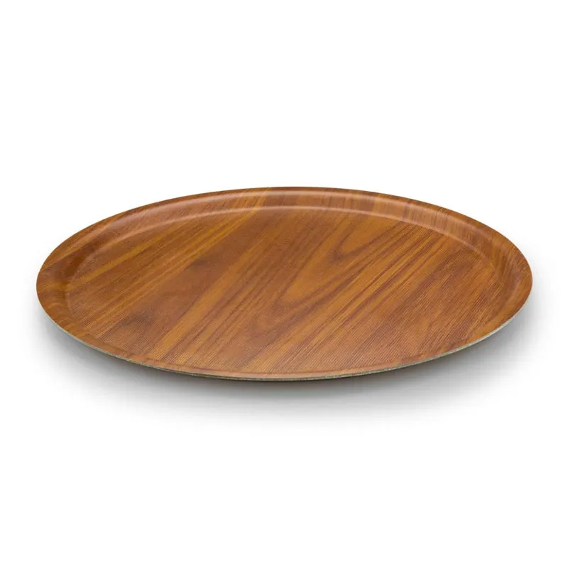 Tria TFY38KWM Mat Yüzey Kaymaz Kraft Yuvarlak Tepsi, 38 cm, Ceviz