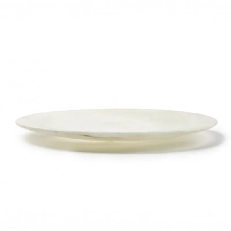 100% Chef Smooth Rim Mermer Sunum Tabağı, 25 cm, Beyaz