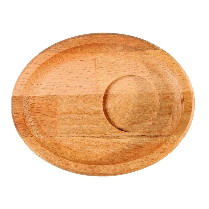 Biradlı GRV-1822 Oval Ahşap Kahve Sunum Altlığı