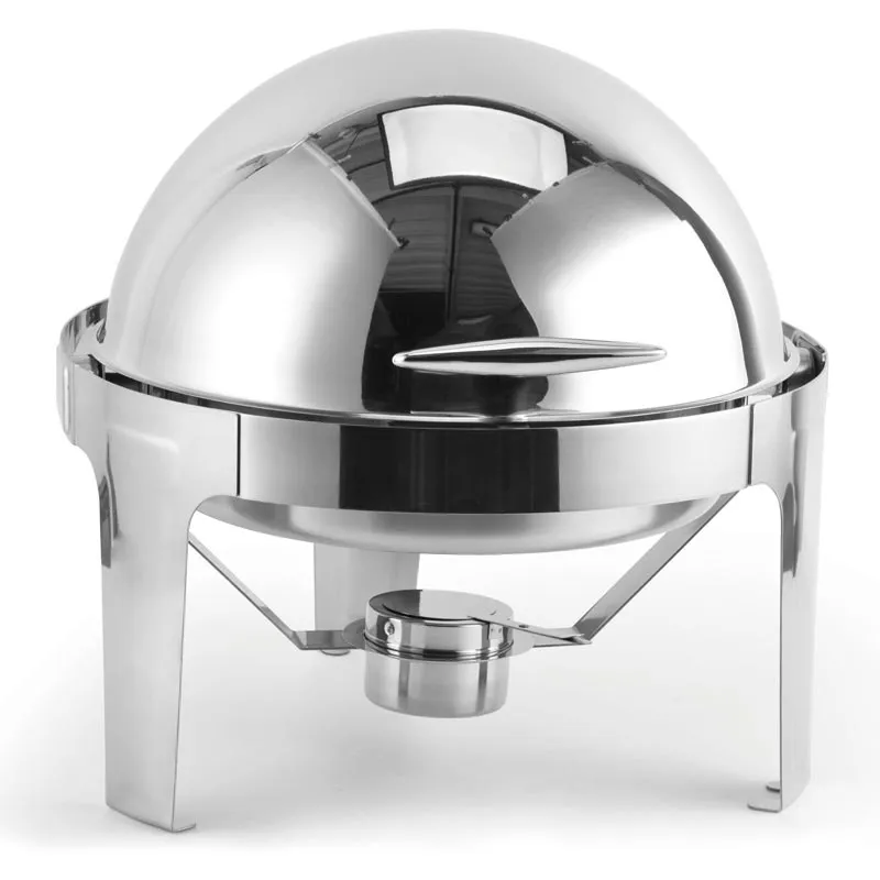 Biradlı Groovy GRV-3008 Rolltop Yuvarlak Chafing Dish, 6 L, Jel Yakıtlı
