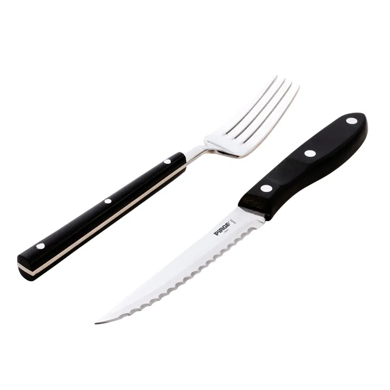 Pirge 41085 Elite Bıçak ve Çatal Seti, Siyah
