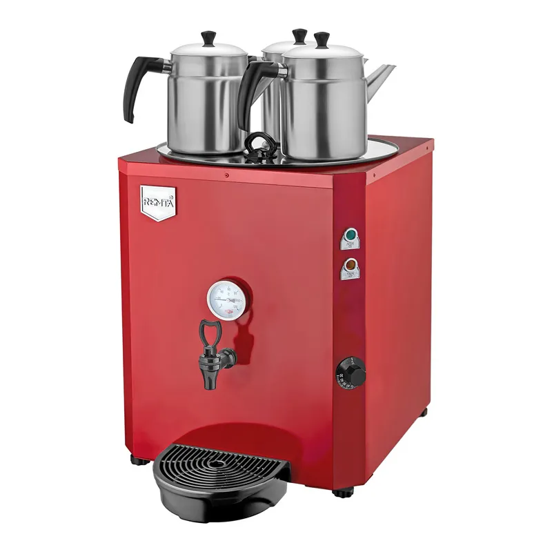 Remta DE10S Jumbo Şamandıralı Çay Makinesi, 3 Demlikli, 40 L, Elektrikli, Kırmızı