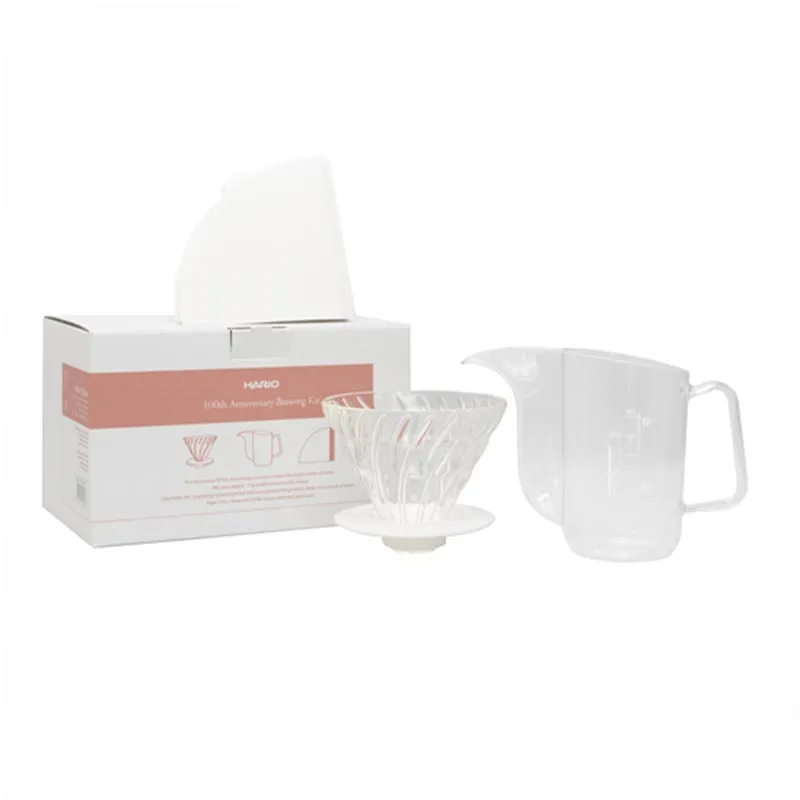 Hario VDAP-02-BLM 100. Yıl Demleme Kiti (V60 02 Cam Dripper + AIR Kettle + Filtre Kağıdı)