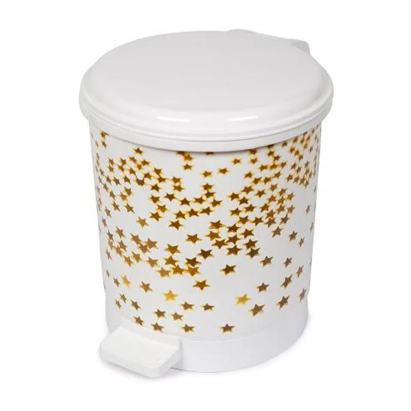 Bora Plastik Pedallı Çöp Kovası, No: 1, 6 L, Yıldız Desenli