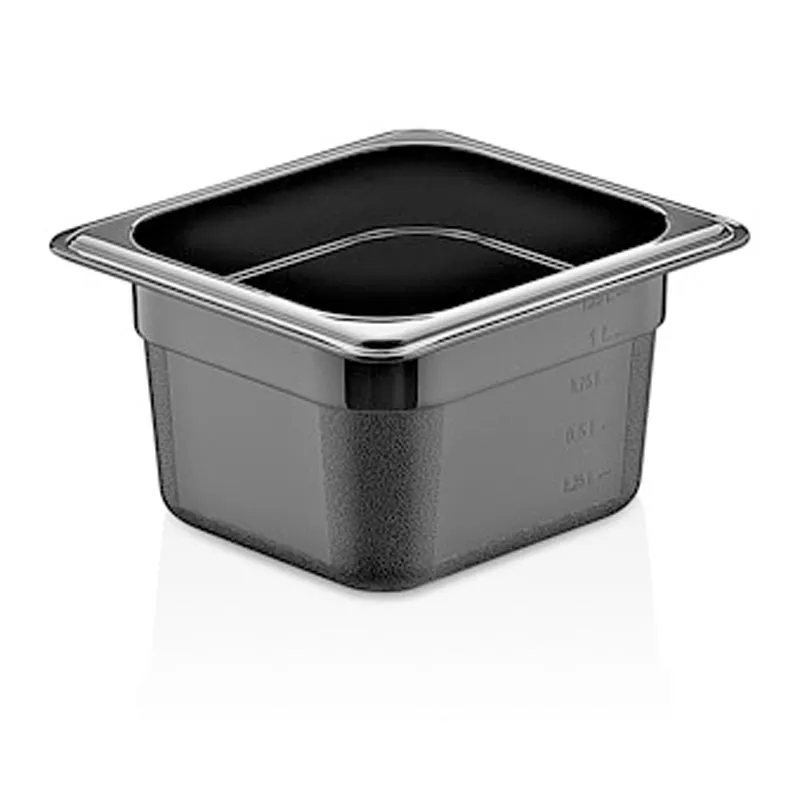 GastroPlast GN 1/6-100 mm Polikarbon Gastronorm Küvet, Siyah