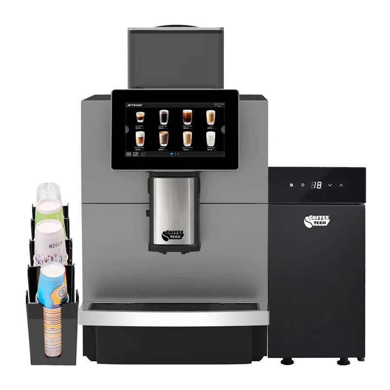 Coffeetech JL30 Tam Otomatik Kahve Makinesi, BC9CN Süt Soğutucu ve Karton Bardak Standı Hediyeli