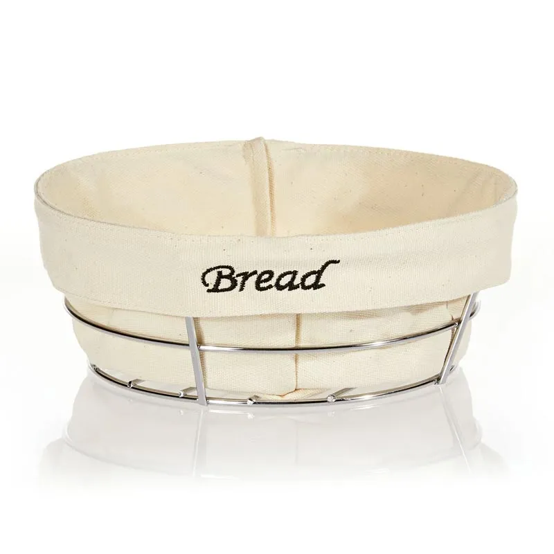 Biradlı BRD-HW179B Yuvarlak Bezli Ekmek Sepeti, 23x23x8.5 cm, Gümüş
