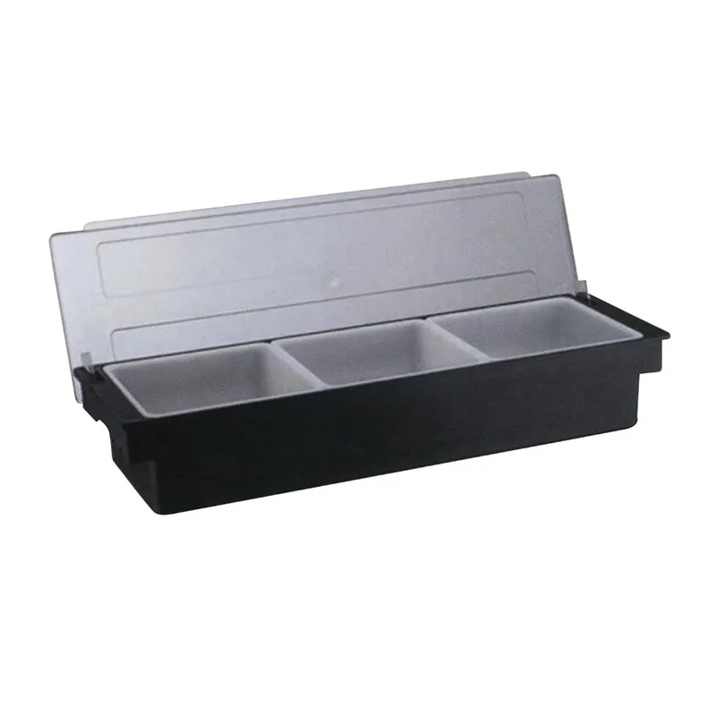 Biradlı BRD-H10311 Kapaklı Polikarbon Bar Konteyner, 3'lü, 50x16x9 cm, Siyah