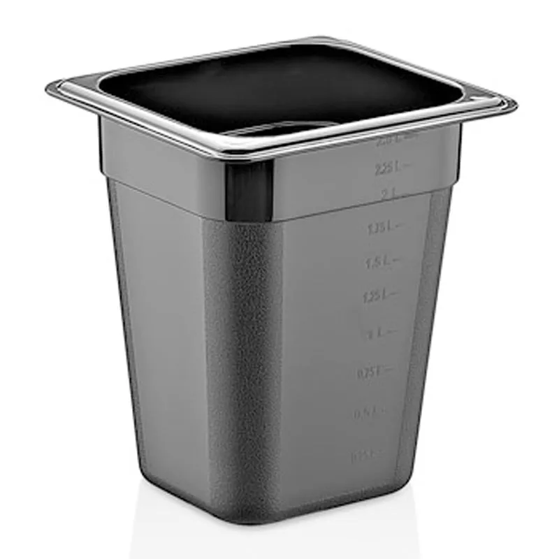 GastroPlast GN 1/6-200 mm Polikarbon Gastronorm Küvet, Siyah