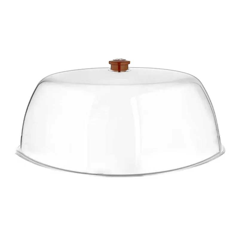 GastroPlast Yuvarlak Polikarbonat Fanus, 35 cm, Kahverengi Kulplu