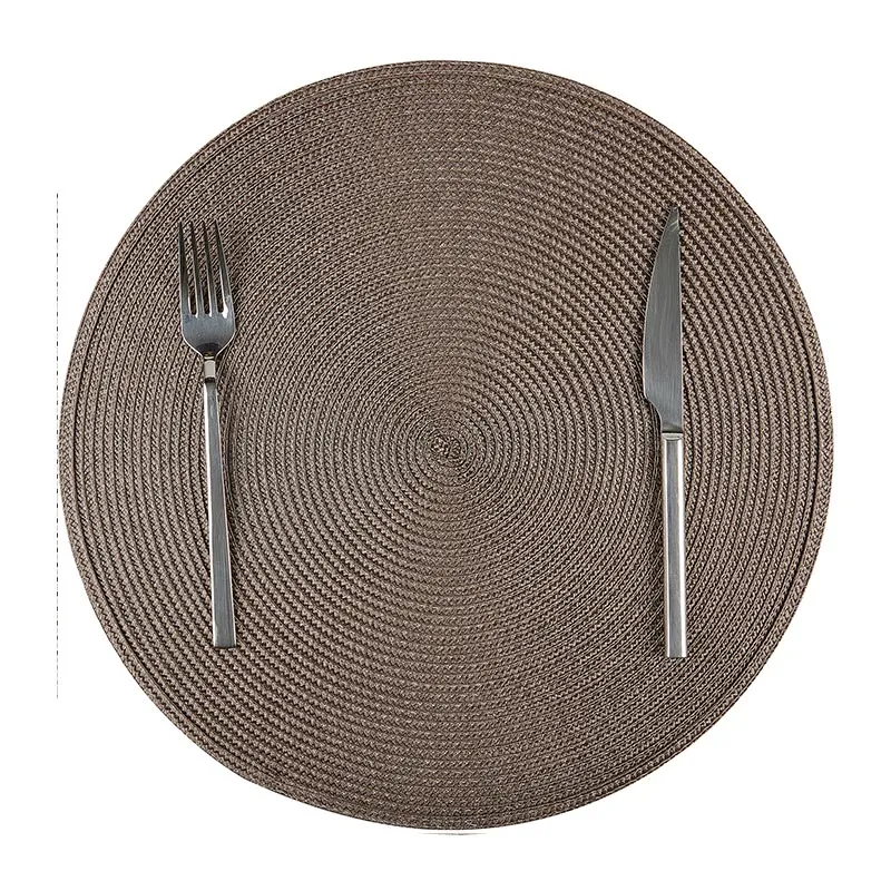 Biradlı BRD-1839 Yuvarlak PVC Amerikan Servis, 38 cm, Kahverengi