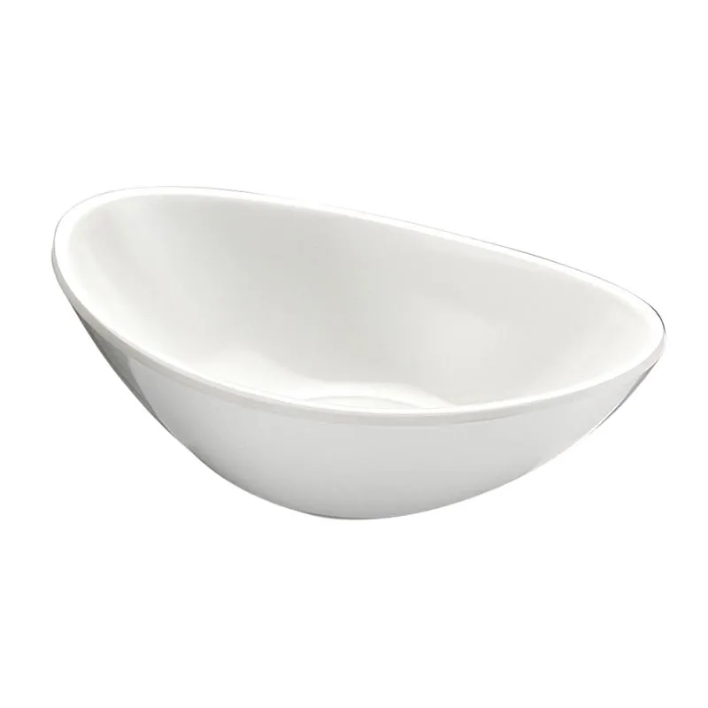 Biradlı BRD-517504 Minimal Melamin Oval Sunum Tabağı, 10x6x3 cm, Beyaz
